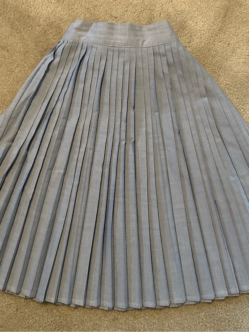 Light Gray Pleated Midi Skirt